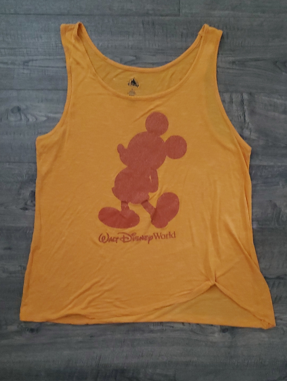 Disney Orange Tank Top with Red Mickey Silhouette